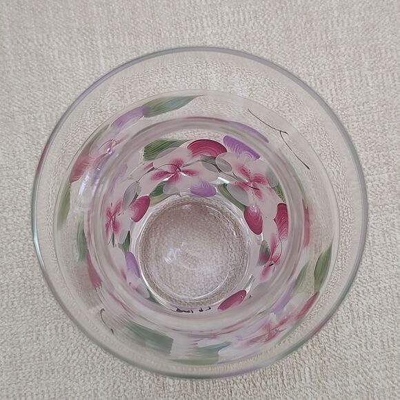 Hand Painted Floral Glass Vase Artist Signed Vintage - Picture 4 of 6